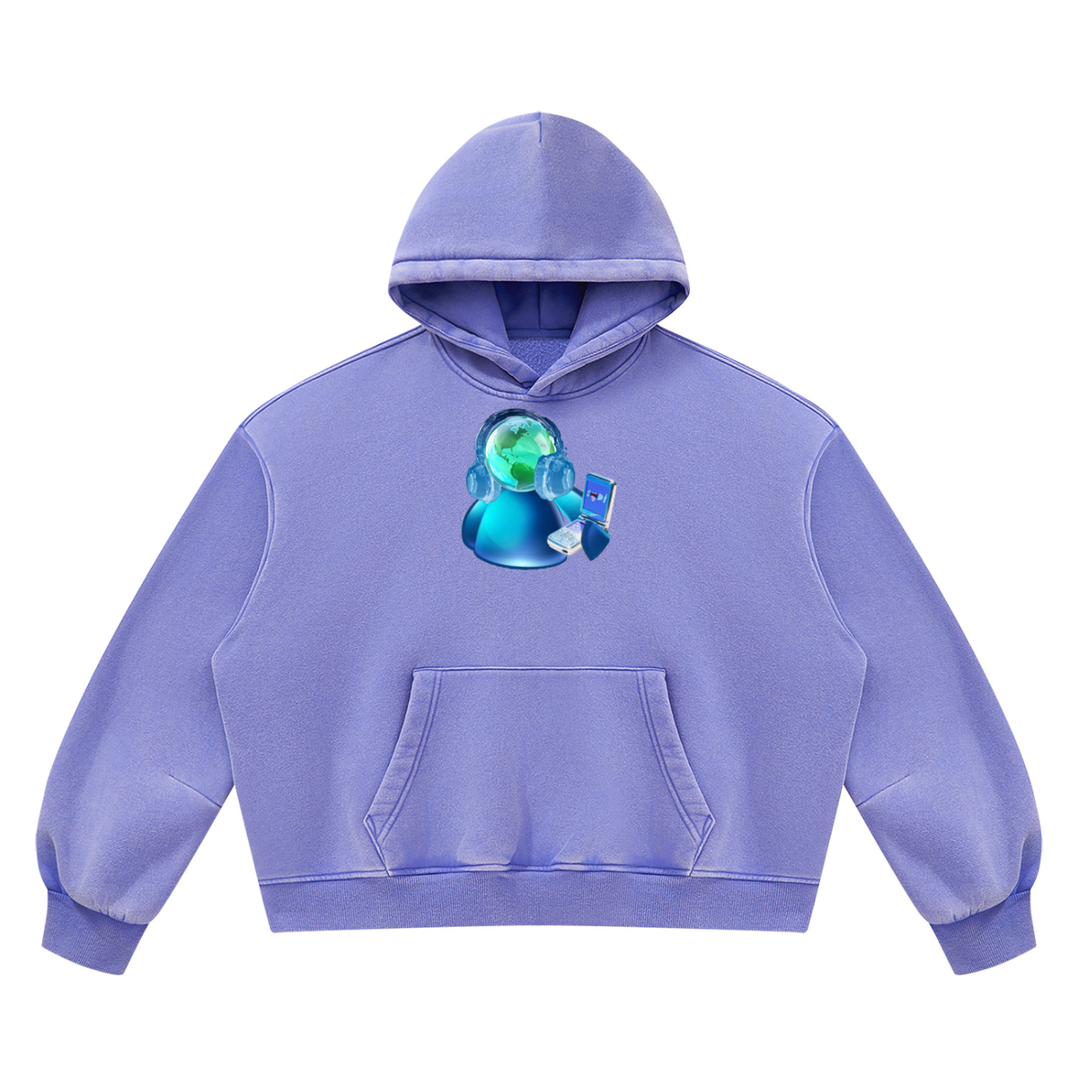Unisex Vintage Wash Boxy Fleece Hoodie